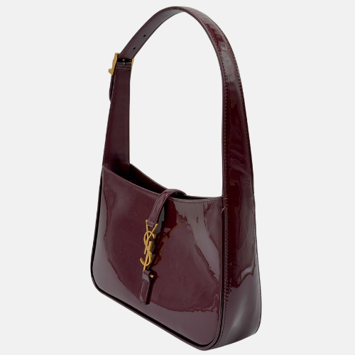 Le 5 A 7 Patent Leather Hobo Bag Dark Red Wine