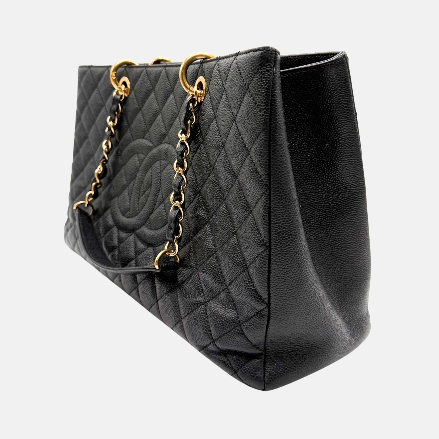 Grand Timeless Shopping Tote Black Caviar Quilted