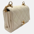 Mini Flap Bag White Quilted Lambskin with Pearl Detail