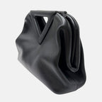 Triangle Top Handle Bag Black Leather