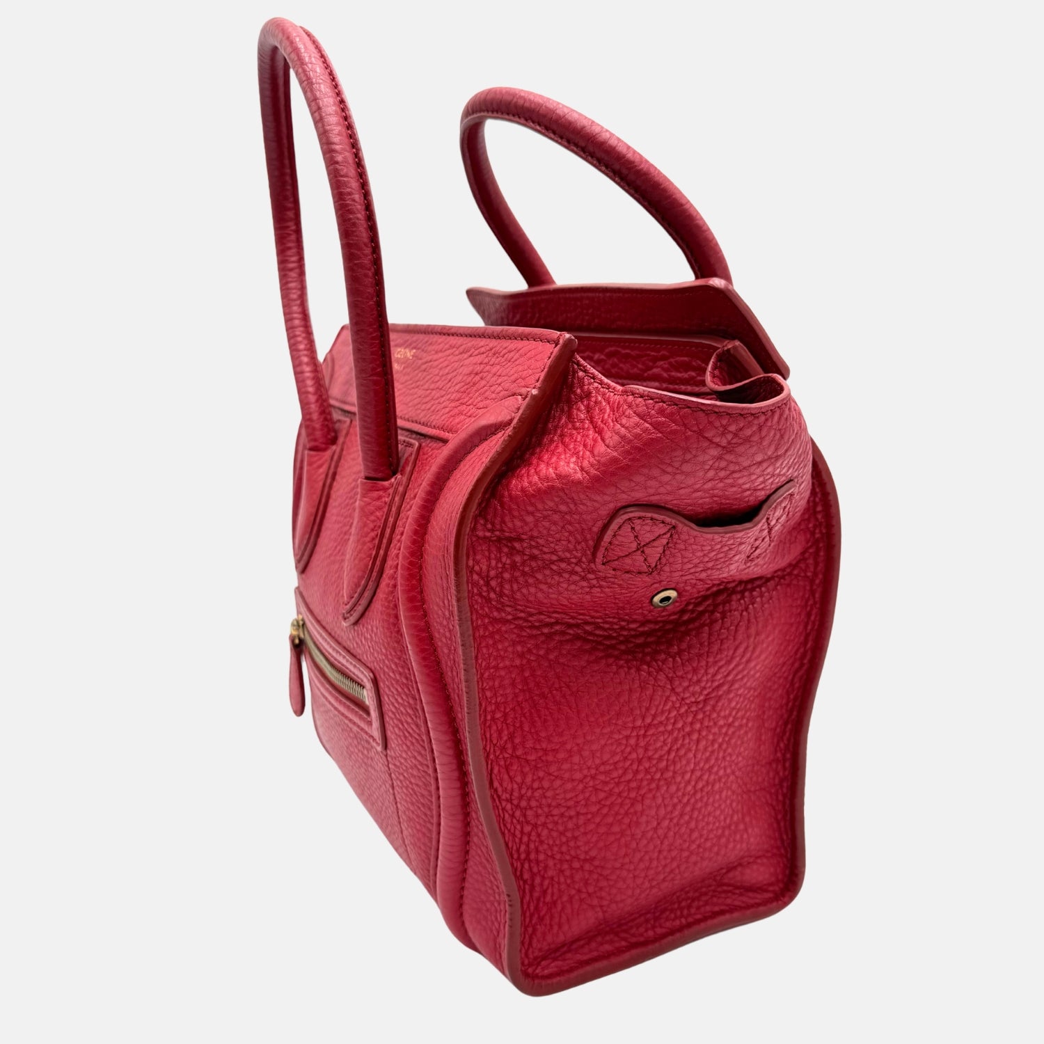 Luggage Tote Red Grained Leather Nano