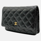 Wallet on Chain Black Quilted Caviar