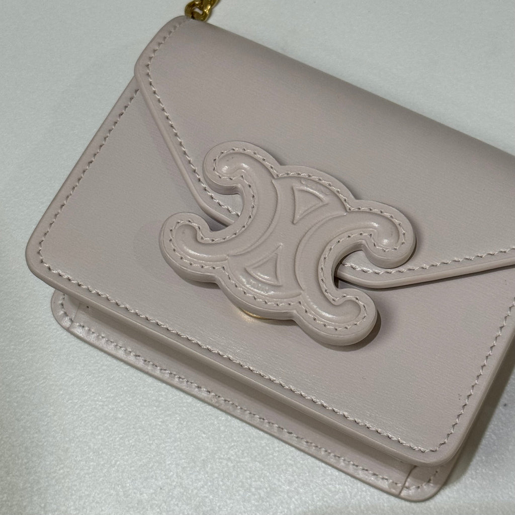 CELINE TRIOMPHE EMBOSSED CHAIN MINI LIPSTICK BAG