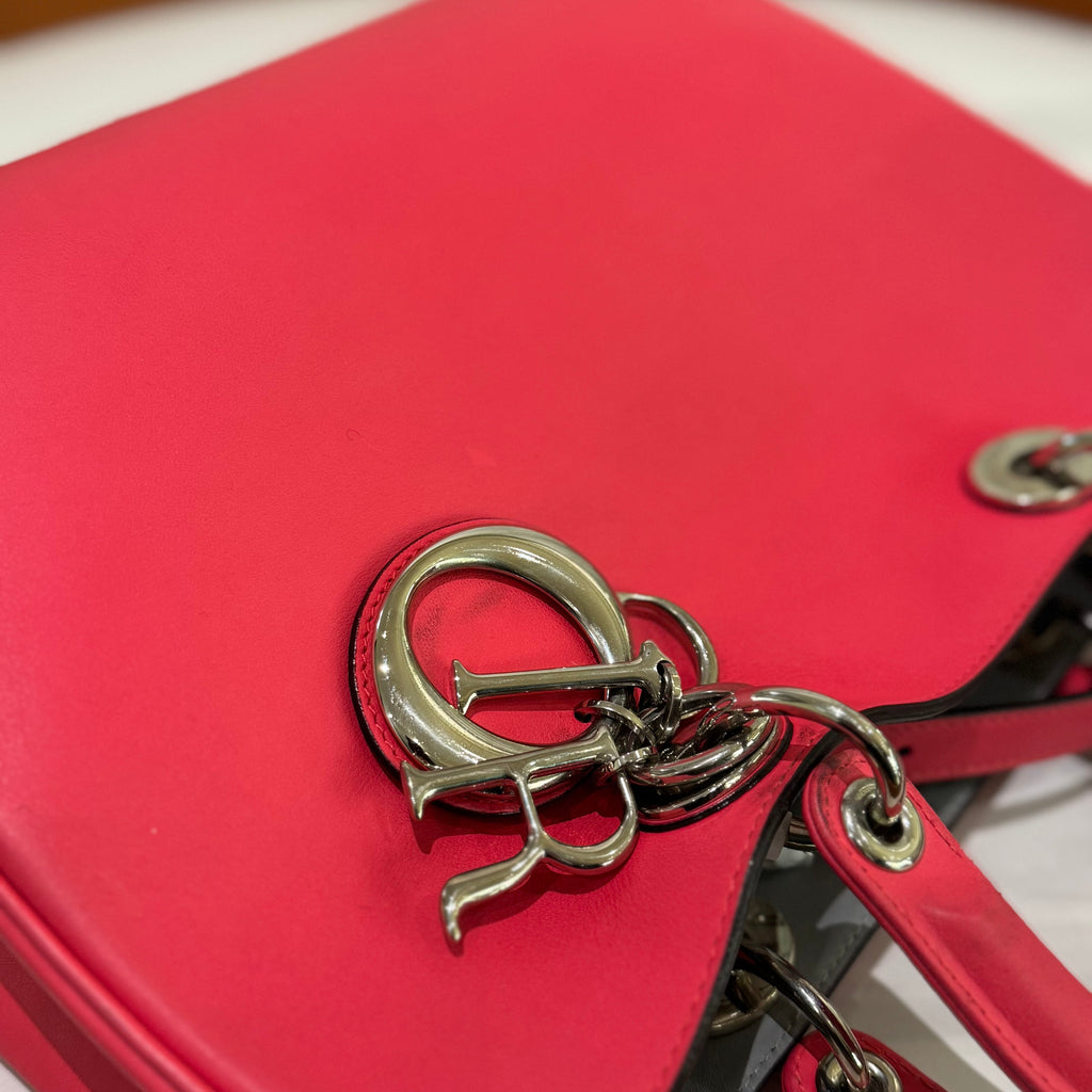 DIOR VIP DIORISSIMO LARGE FULL LEATHER FUCHSIA WITH SILVER HARDWARE