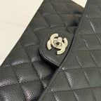 Chanel CF Small Black Silver Caviar Leather WOC Chip Version