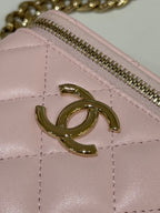 CHANEL BOX BAG PINK LAMBSKIN WITH GOLD CHAIN