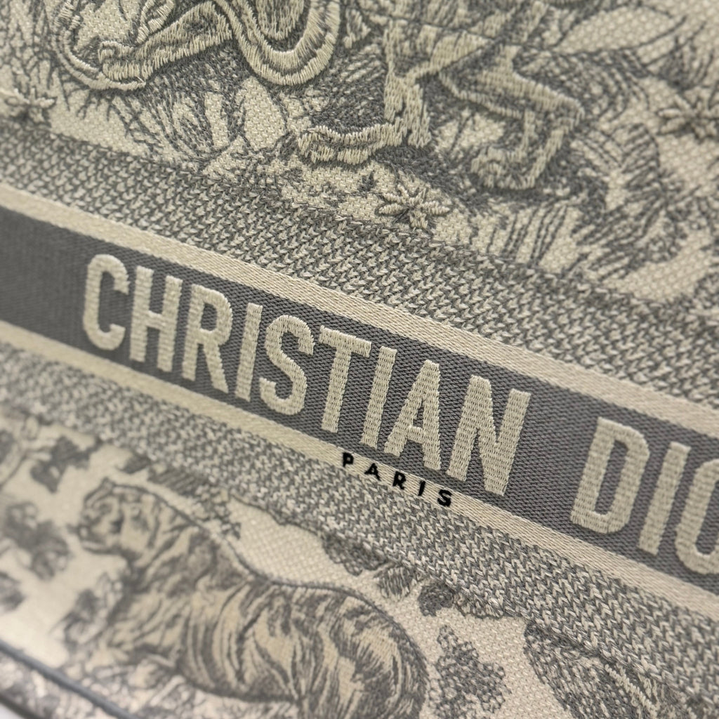 DIOR TOTE BAG MEDIUM "TOILE DE JOUY" ZOO PRINT GREY