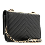 Lambskin Chevron Quilted Trendy CC Wallet On Chain WOC Black