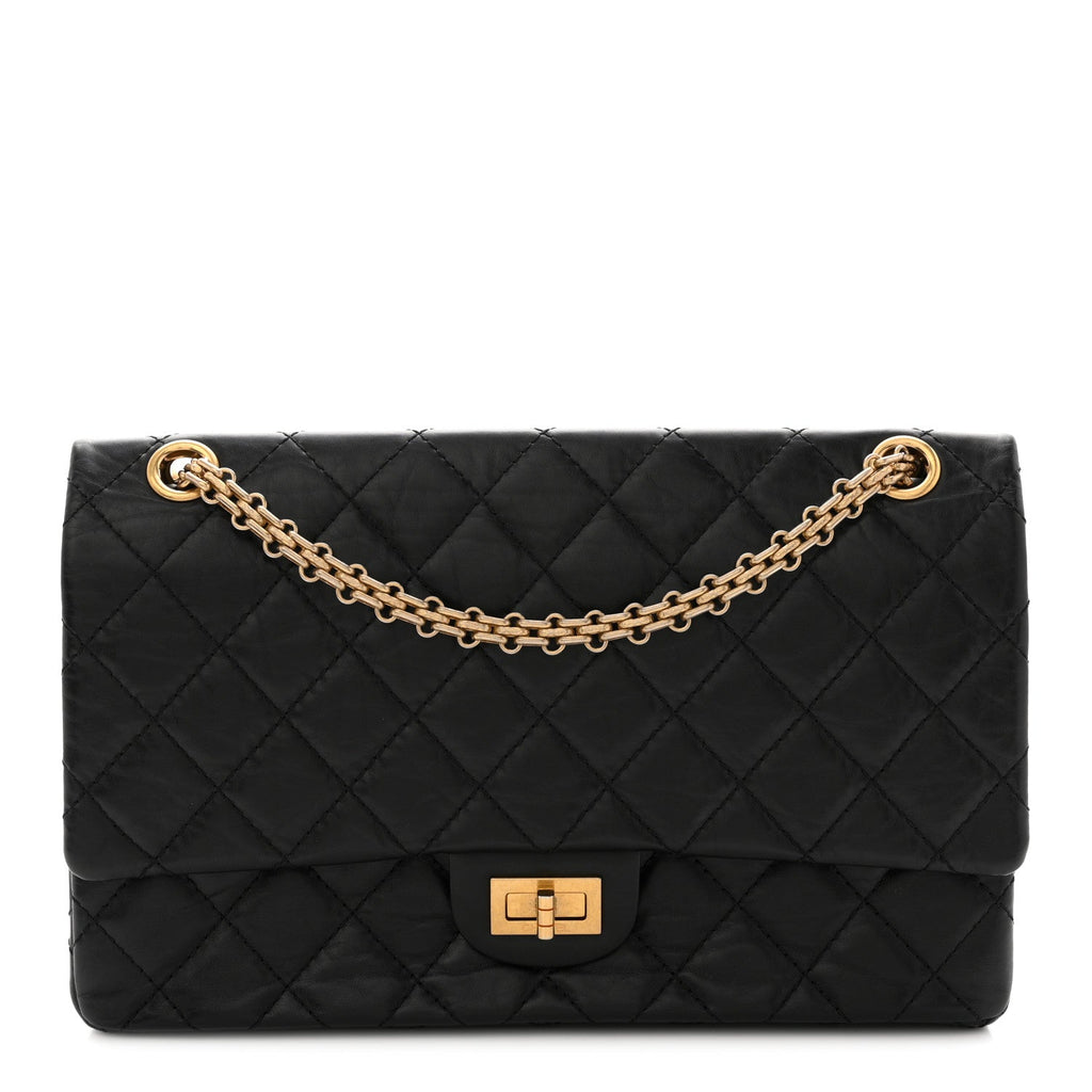 Aged Calfskin Quilted 2.55 Reissue 226 Flap Black