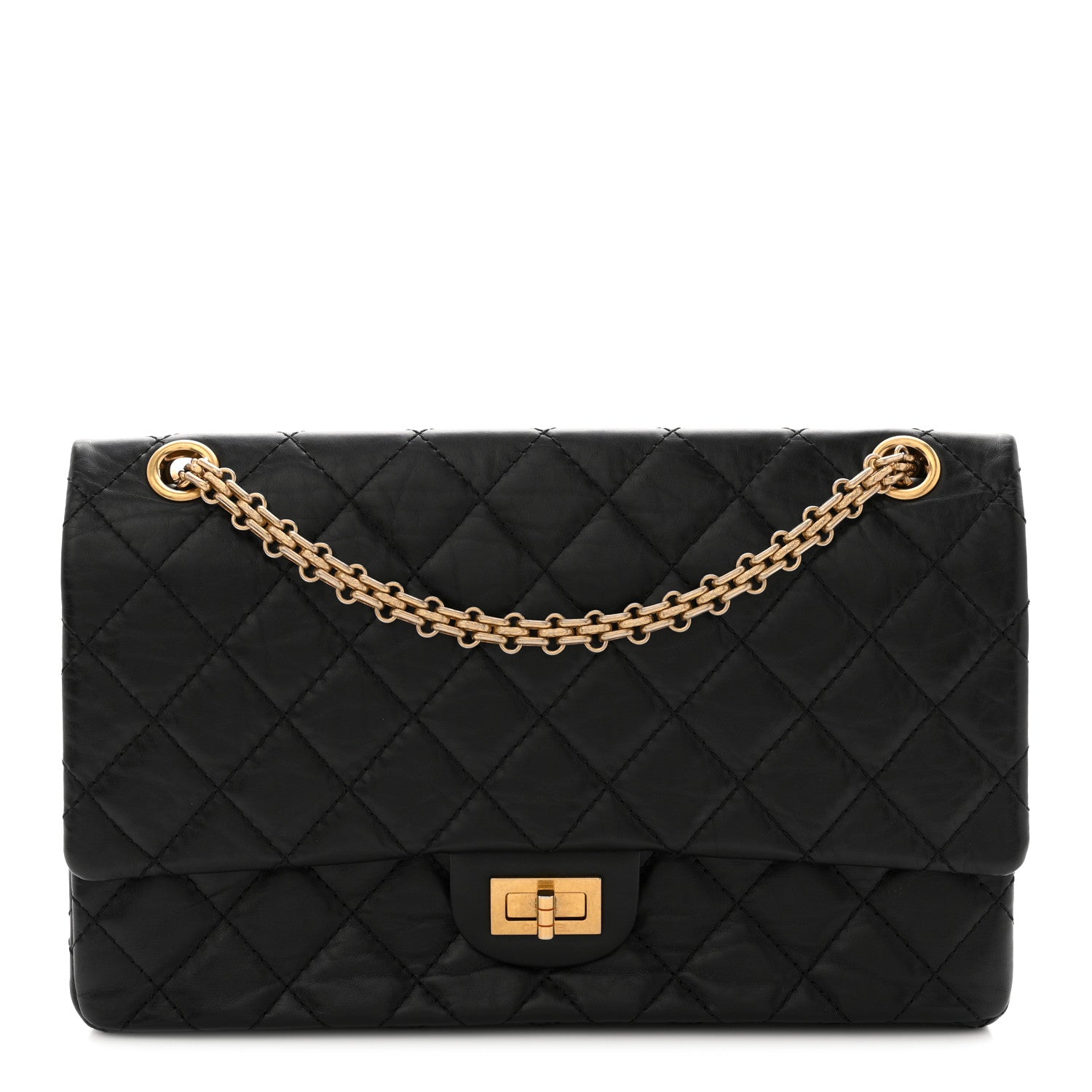 Aged Calfskin Quilted 2.55 Reissue 226 Flap Black