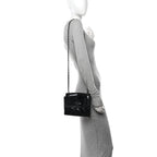 Patent Quilted Hamptons Flap Bag Black
