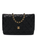 Lambskin Quilted Wallet On Chain WOC Black