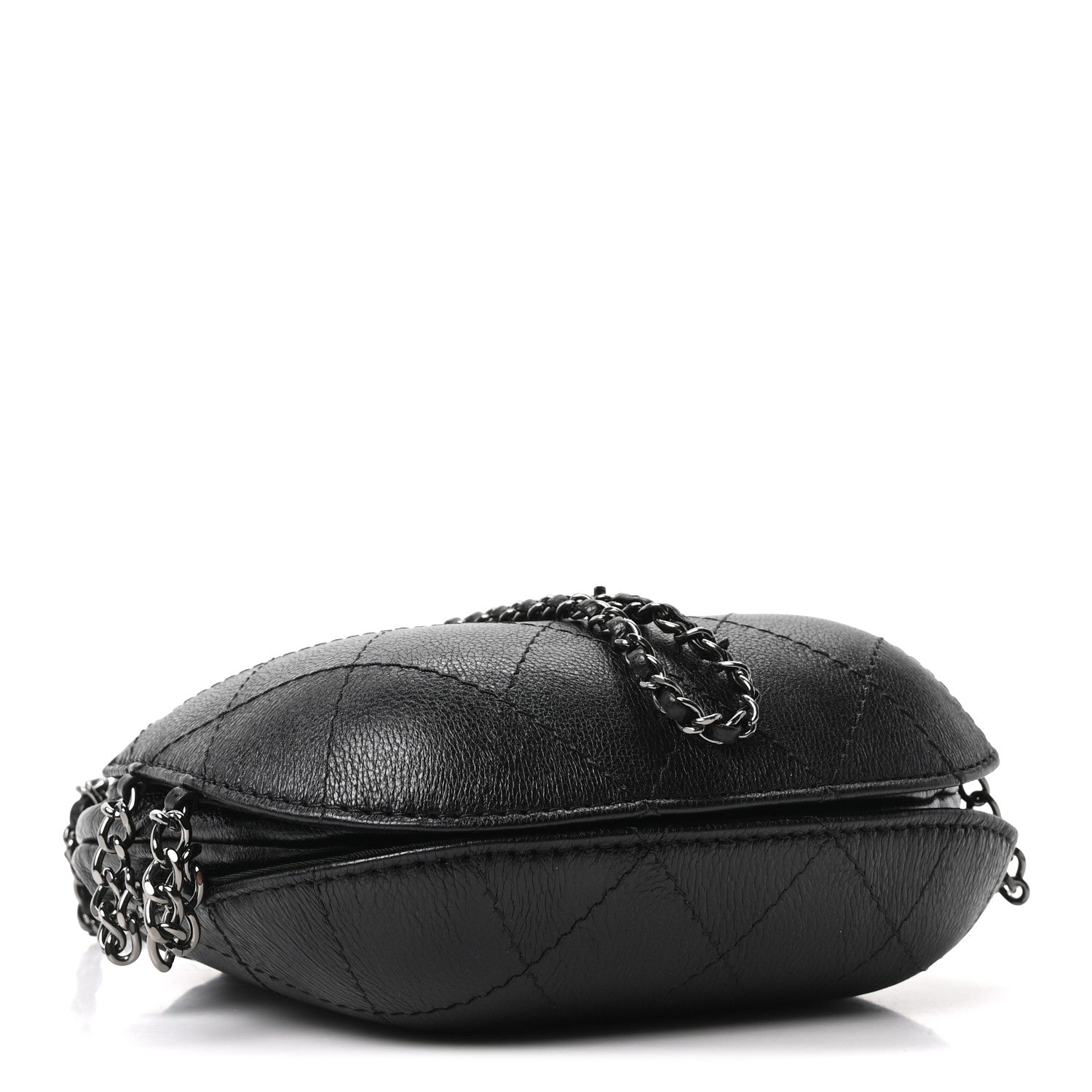 Aged Calfskin Quilted Small Gabrielle Bucket Black