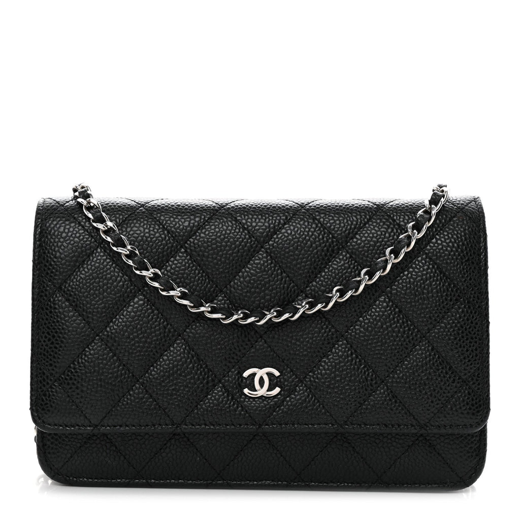 Caviar Quilted Wallet on Chain WOC Black
