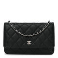Caviar Quilted Wallet on Chain WOC Black