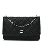 Caviar Quilted Wallet on Chain WOC Black