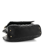 Snakeskin Glazed Calfskin Quilted Urban Mix Tote Black