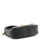 Lambskin Plexiglass Quilted Coco Love Flap Black