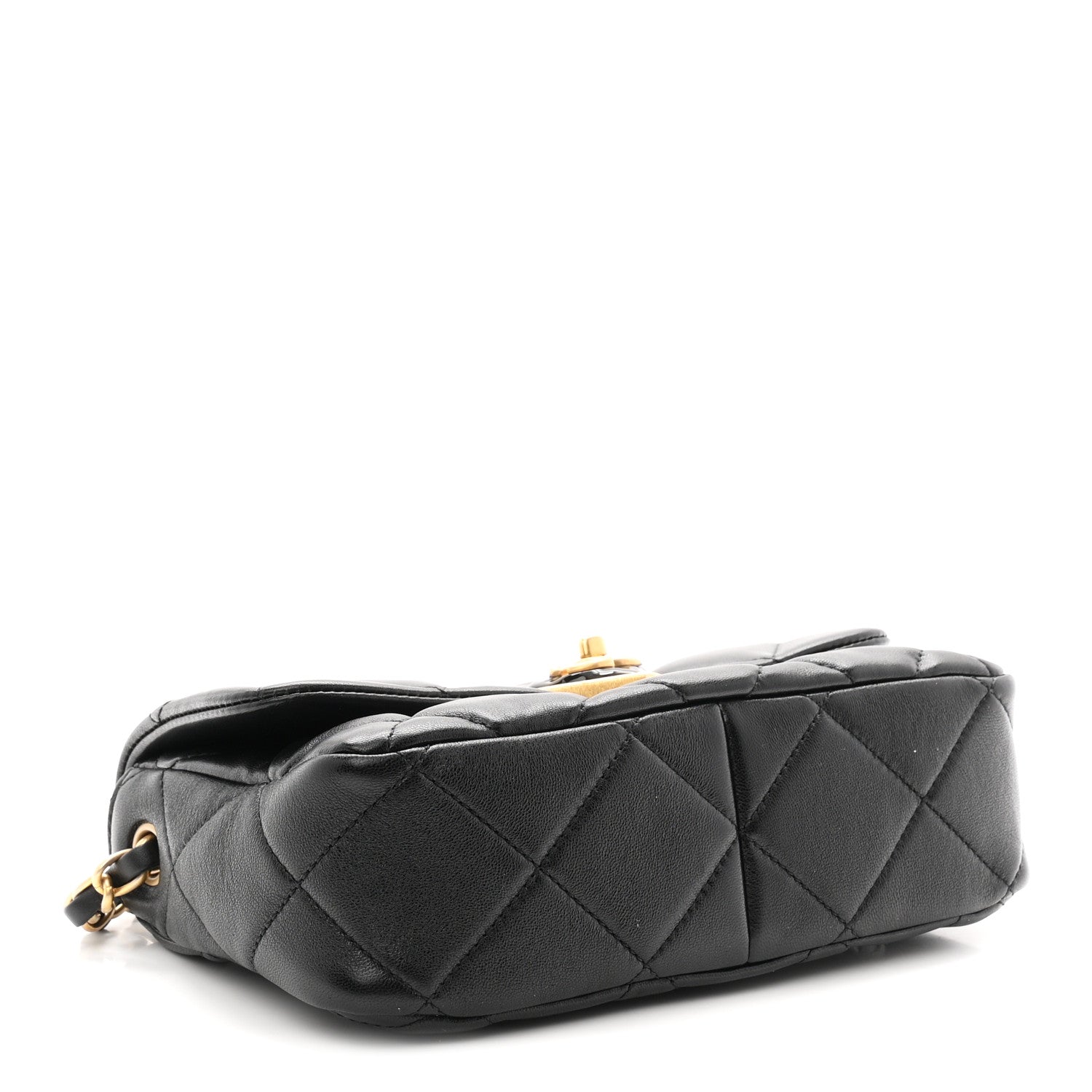 Lambskin Plexiglass Quilted Coco Love Flap Black