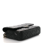 Caviar Quilted Flap Phone Holder With Chain Black