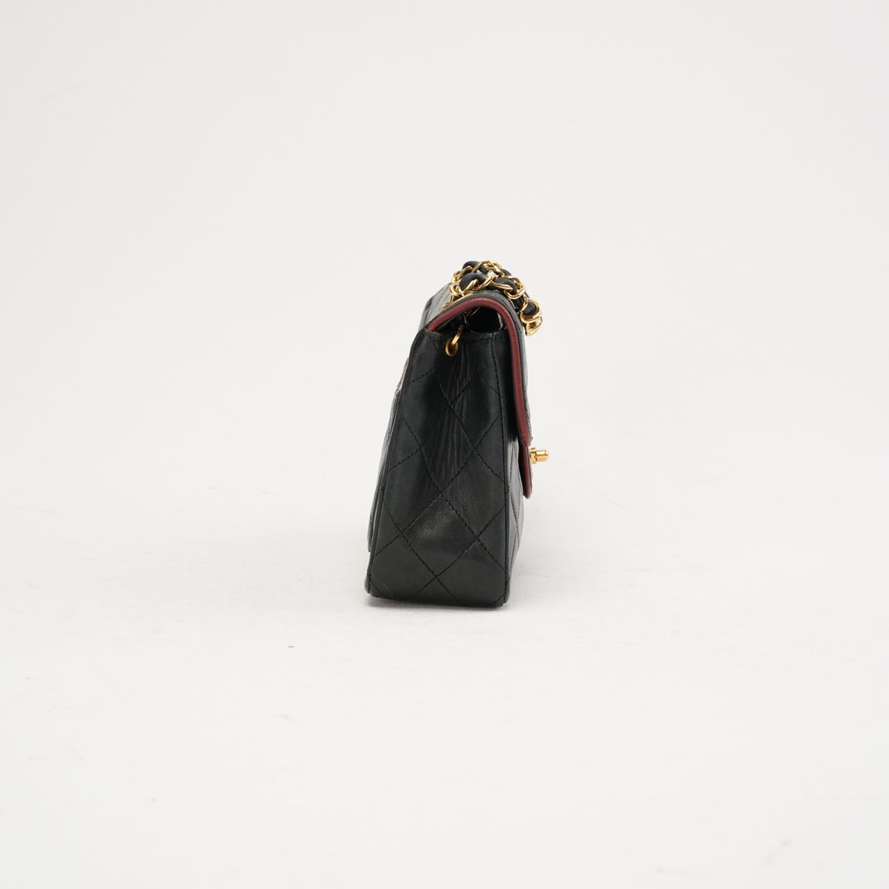 Chanel Vintage Mini Timeless Flap Black and Burgundy 1991