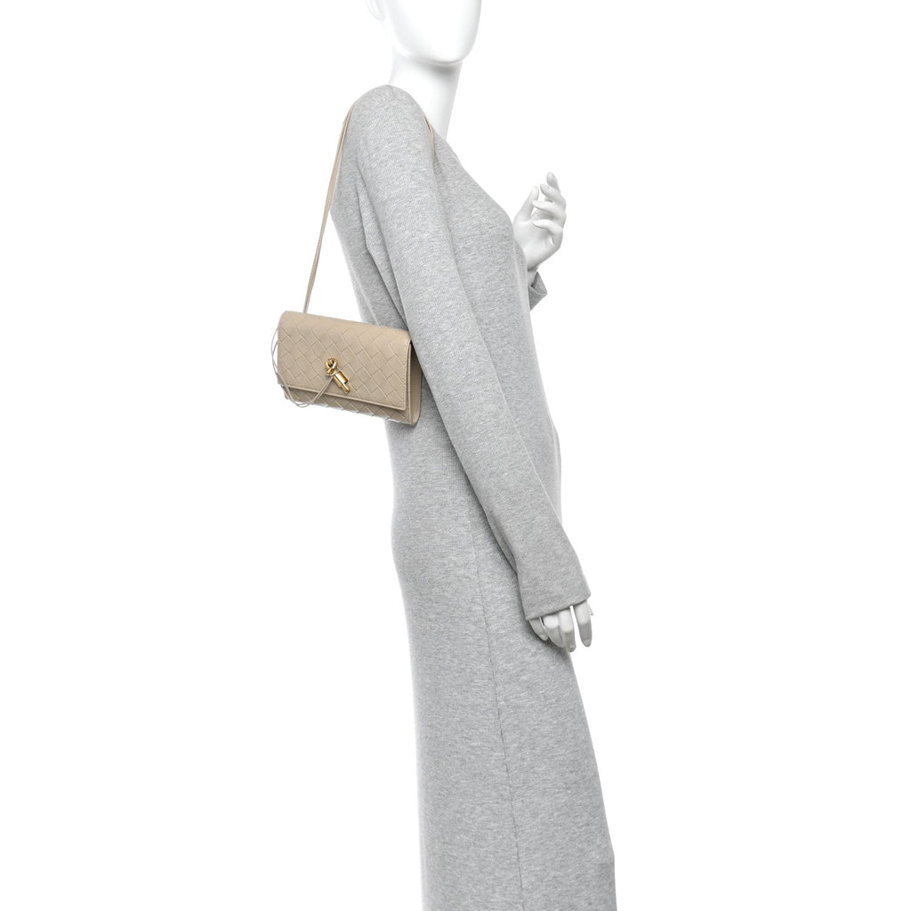 Nappa Intrecciato Andiamo Pouch On Strap Ecru
