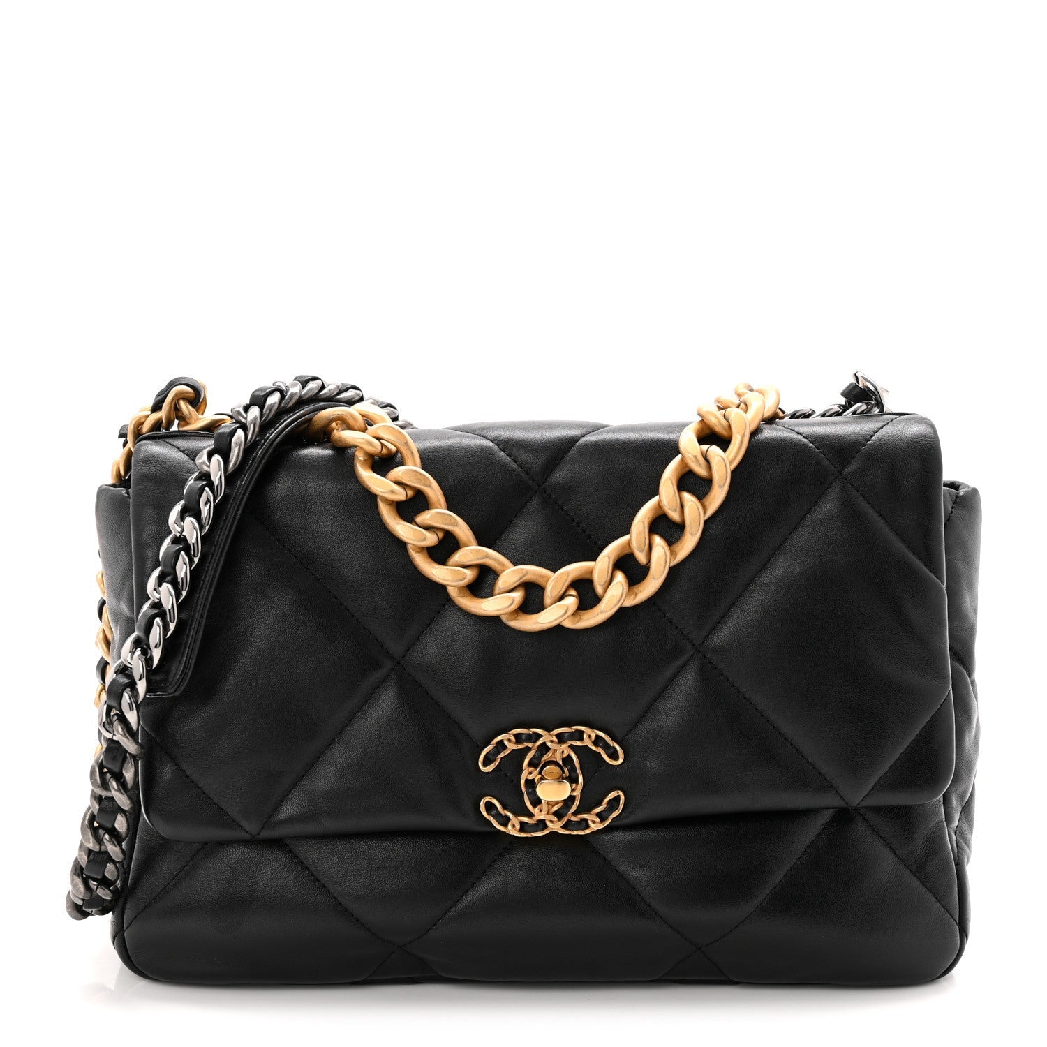 Goatskin Quilted Large Chanel 19 Flap Black