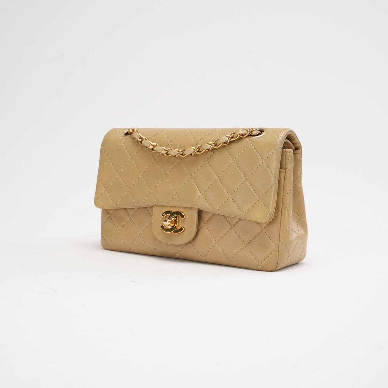 Chanel Vintage Beige Small Double Flap Bag 1991