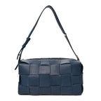 Grained Calfskin Maxi Intrecciato Brick Cassette Bag Deep Blue