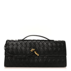 Nappa Intrecciato Long Andiamo Top Handle Clutch Black