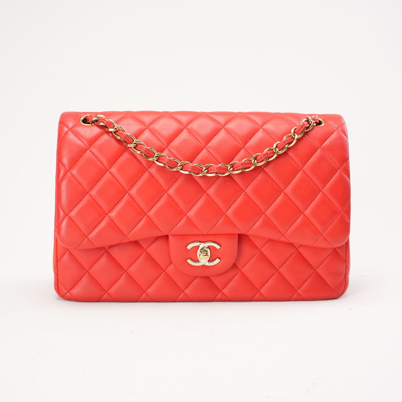 Chanel Classic Jumbo Double Flap Lambskin Red 2017