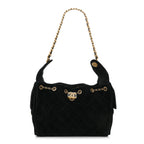 Suede Quilted Small Chanel 25 Handbag Black