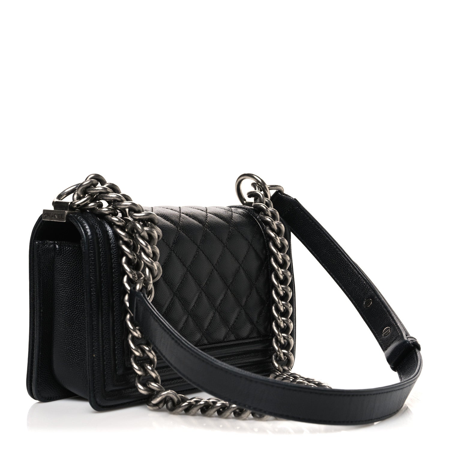 Caviar Quilted Small Boy Flap Black