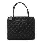 Caviar Quilted Medallion Tote Black