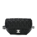 Calfskin Quilted CC Uniform Flap Belt Bag Black