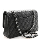 Caviar Quilted Medium Double Flap Black