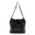 Shiny Calfskin Quilted Small Chanel 22 Black