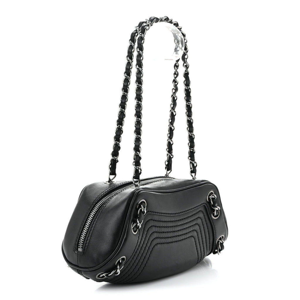 Lambskin Lax Small Tassel Shoulder Bag Black