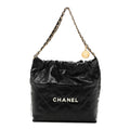 Shiny Calfskin Quilted Small Chanel 22 Black