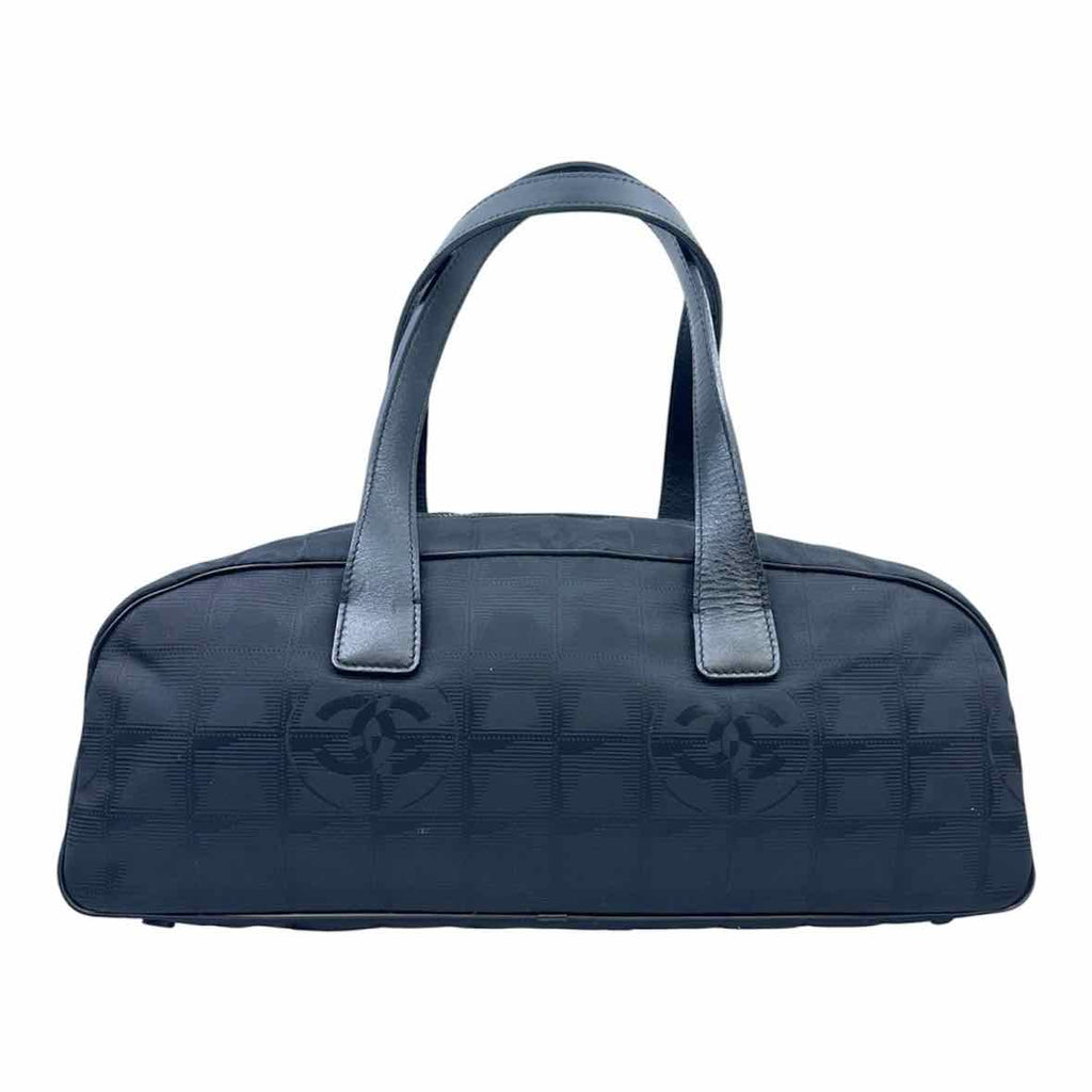 CHANEL Travel Ligne Bowler Bag Black Canvas Monogram Handbag