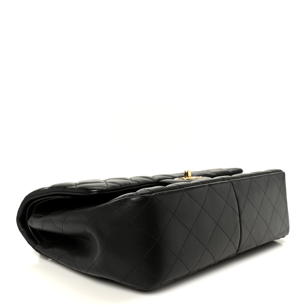 Lambskin Quilted Jumbo Double Flap Black
