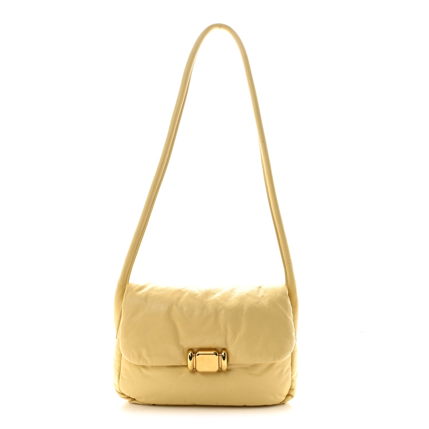 Paper Calfskin Puffy Flap Butter Brass