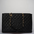 Chanel Large Grand Shopping Tote black GST Bag in Caviar Leather with Gold Hardware
