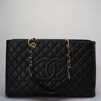 Chanel Large Grand Shopping Tote black GST Bag in Caviar Leather with Gold Hardware