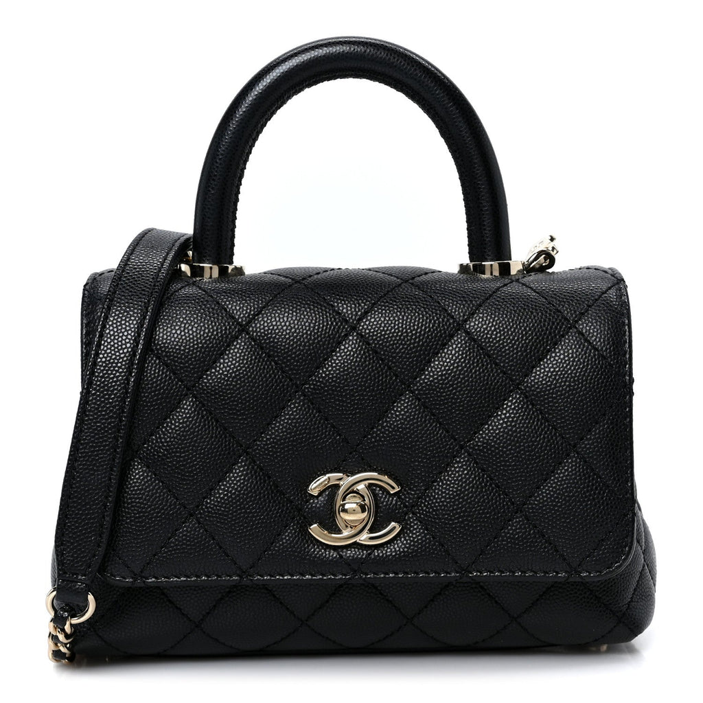 Caviar Quilted Extra Mini Coco Handle Flap Black