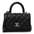 Caviar Quilted Extra Mini Coco Handle Flap Black