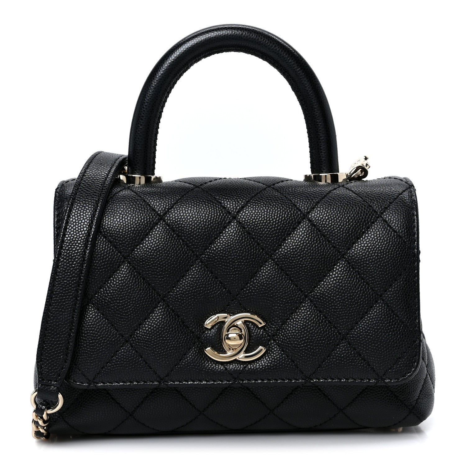 Caviar Quilted Extra Mini Coco Handle Flap Black