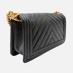 Boy Bag Medium Black Chevron Caviar
