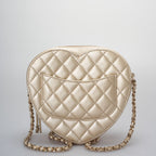Chanel Champagne Gold Big Heart Bag in Love Heart Clutch Large Size