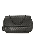 Nappa Intrecciato Small Chain Crossbody Light Grey